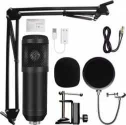 Microfon Profesional de Studio Condenser BM800 cu stand inclus pentru Inregistrare Vocala Streaming Gaming
