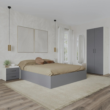 Set dormitor haaus Malmo V16 Pat 200 x 140 cm Stejar Alb/Antracit 