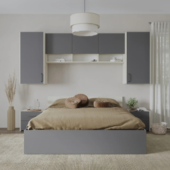 Set dormitor haaus Malmo V13 Pat 200 x 140 cm Stejar Alb/Antracit 