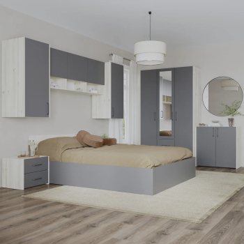 Set dormitor haaus Malmo V14 Pat 200 x 140 cm Stejar Alb/Antracit 