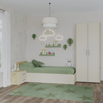 Set dormitor haaus Malmo V18 Pat 200 x 90 cm Stejar Artisan/Argila 