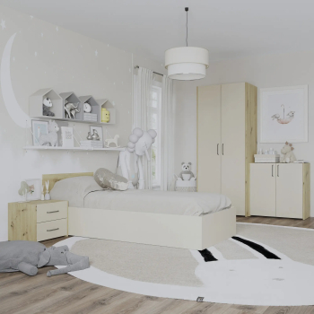 Set dormitor haaus Malmo V19 Pat 200 x 90 cm Stejar Artisan/Argila 