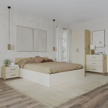 Set dormitor haaus Malmo V2 Pat 200 x 160 cm Stejar Artisan/Argila 