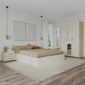 Set dormitor haaus Malmo V3 Pat 200 x 140 cm Stejar Artisan/Argila 