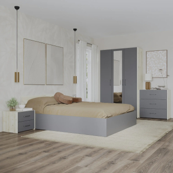 Set dormitor haaus Malmo V4 Pat 200 x 140 cm Stejar Alb/Antracit 