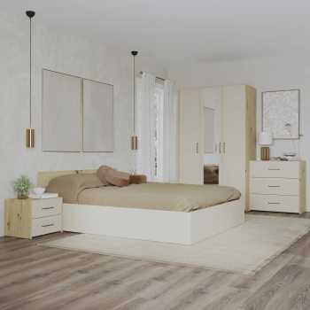 Set dormitor haaus Malmo V4 Pat 200 x 160 cm Stejar Artisan/Argila 
