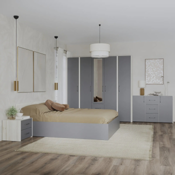 Set dormitor haaus Malmo V9 Pat 200 x 160 cm Stejar Alb/Antracit