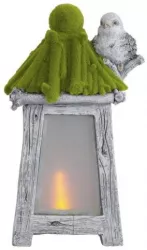 Decoratiune gradina ceramica lampa solara felinar cu pasare 26x20x45 cm 
