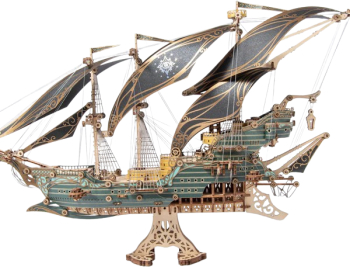 Puzzle 3D Corabia pirat Aventurile maritime ale lui Sparrow Plus Size verde HC lemn 518 piese 
