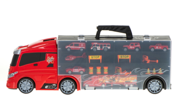 Camion transportator si 7 masini de pompieri Plastic Rosu 3 ani+ 