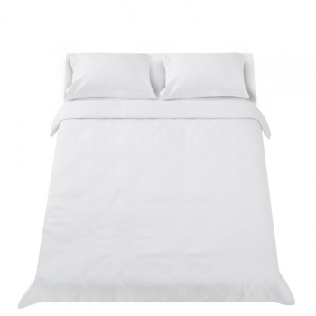 Lenjerie de pat hotel damasc king size bumbac 100 densitate 150 gr/mp constructie fir 40/40 dungi satinate Alb 
