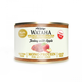 Conserva Wataha MONO PROTEIN Pentru Caine Adult 94 4 Carne Cu Mar Si Curcan 200g 