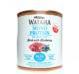 Conserva Wataha MONO PROTEIN Pentru Caine Adult 94 5 Carne Cu Porc Si Afine 800g 