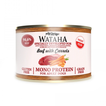 Conserva Wataha MONO PROTEIN Pentru Caine Adult 94 6 Carne Cu Vita Si Morcov 200g 