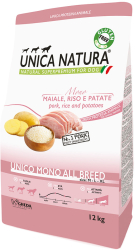 Hrana pentru caini toate taliile Unica Natura mono cu Porc 12 kg