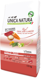 Hrana uscata pentru caini talie mare Unica Natura cu Cerb orez si morcovi 12kg 