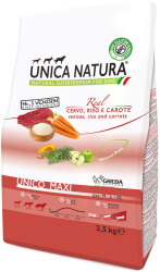 Hrana uscata pentru caini talie mare Unica Natura cu Cerb orez si morcovi 2 5kg 