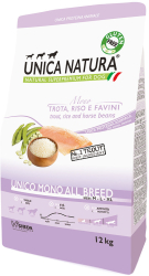 Hrana uscata pentru caini toate taliile Unica Natura mono cu Pastrav 12kg 