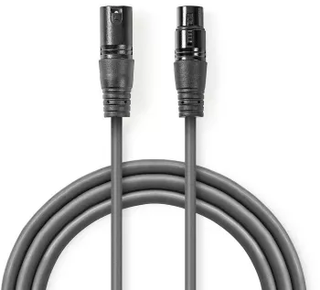 Cablu audio XLR 3-Pini tata - XLR 3-Pini mama Balansat 0.5m GrI NEDIS 
