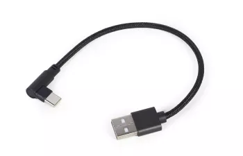 Cablu USB2.0 A mufa - USB type C mufa in unghi 0.2m negru Gembird CC-USB2-AMCML-0.2M 