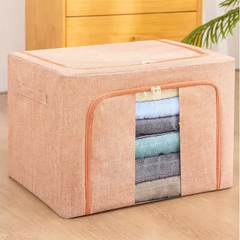 Cutie de depozitare pliabila Flippy Cu fermoar 66 L Textil 50x40x33 cm Cadru Metalic Suport Baza Stabil din Plastic Roz pudrat model 2 