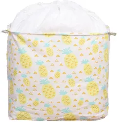 Cutie de Depozitare Pliabila Flippy Impermeabila cu Snur Capacitate 100 L cu Manere 50x50x40cm Model Ananas Galben 
