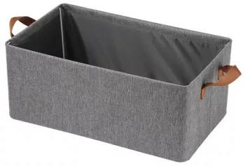 Cutie de Depozitare Tip Cos Flippy Material Textil Pliabila 47x30x25 cm 35 l Cadru Metalic cu Manere Gri 