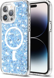 Husa pentru iPhone 14 Pro Max - Techsuit Sparkly Glitter MagSafe - Blue 