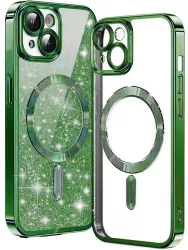Husa pentru iPhone 15 Plus - Techsuit Luxury Glitter MagSafe - Deep Green 