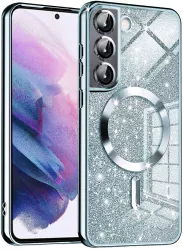 Husa pentru Samsung Galaxy S22 5G - Techsuit Luxury Glitter MagSafe - Light Blue 