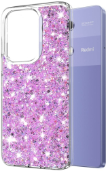 Husa pentru Xiaomi Redmi Note 13 Pro 4G / Poco M6 Pro 4G - Techsuit Sparkly Glitter - Magenta 
