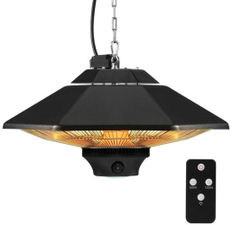 Incalzitor cu infrarosu suspendat 800-2000W Telecomanda 3 setari de temperatura Temporizator IP34 Aluminiu 440x440x220 mm 