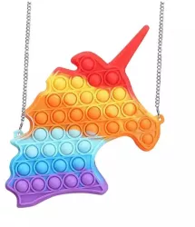 Jucarie antistres din silicon Flippy Geanta Pop It Unicorn Multicolor