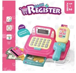 Jucarie casa de marcat cu sunete lumini si functie calculator roz 