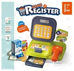 Jucarie casa de marcat cu sunete lumini si functie calculator verde 