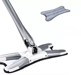 Mop Plat Flippy cu Sistem de Stoarcere 4 Lavete Incluse Lungime Telescopica 140 cm Argintiu