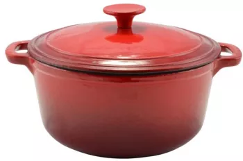 Oala de fonta emailata cu capac rosie 2.2 L Perfect Home 