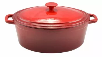 Oala de fonta emailata cu capac rosie 6.2 L Perfect Home 