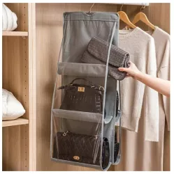 Organizator Genti 6 Compartimente Flippy Suspendabil 85 x 36 cm gri 