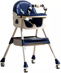 Scaun de Masa pentru Bebelusi si Copii Flippy 2 Tavite cu Jucarii si Husa Detasabile Multifunctional Stabil Centura de Siguranta Spatar 