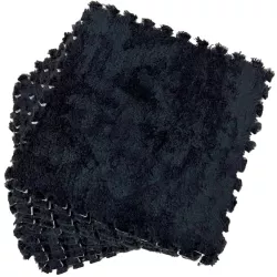 Set 10 Piese Covor tip Puzzle Flippy Spuma EVA Pufos 30 x 30 x 1 cm Negru 