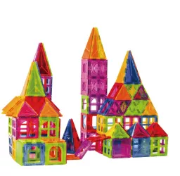 Set 120 de Piese Magnetice de Constructie Flippy Piese Mari Magnetic Tiles Forme Geometrice 3 Ani ABS Magnet 20.5 x 14.5 x 12 cm 