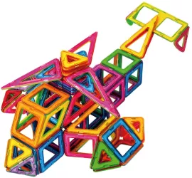 Set 148 Piese Magnetice de Constructie Flippy Piese Medii Magnetic Blocks Forme Geometrice 3 Ani ABS Magnet 25 x 17.8 x 10 cm Multicolor 