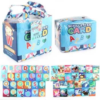 Set 26 Carduri din Panza cu Doua Fete Flippy Model Litere Educational Interactiv Saculet Inclus Multicolore 