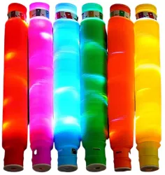 Set 6 Tuburi Antistres Flippy cu Lumina LED Fidget Pop Tube multicolor 