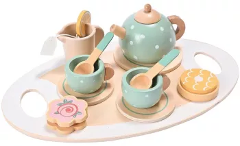 Set de Ceai Flippy din Lemn 15 Piese Vopsea Ecologica +36 Luni Multicolor Pastel 