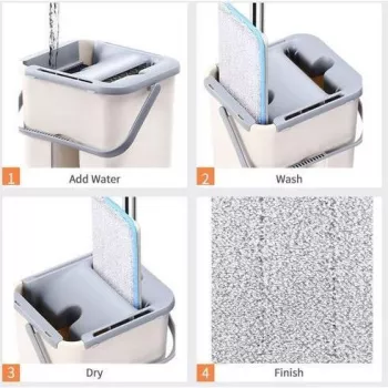 Set de curatenie Flippy mop si galeata galeata 6 l 2 rezerve microfibra incluse design modern pentru interior material plastic peri 