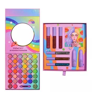Set de Machiaj Kevin & Coco 39 de Culori pigmentate Fard de ochi Ruj Gloss Tus Fard Obraz Curcubeu 