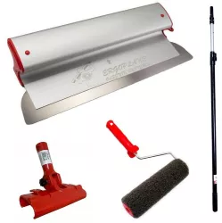 Set gletiera profesionala aluminiu lama inox 80 cm x 0.3 mm suport maner prelungitor 1.2-2.2 m rola gletuit Ergoplane 