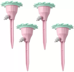 Set picuratoare cu valva pentru irigare Flippy design floare viteza reglabila fixare prin infigere practic 16.8 x 9 cm roz 